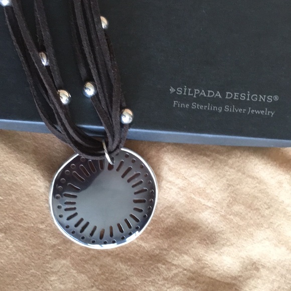 Silpada Brown Leather Pen Shell Necklace - Picture 3 of 4